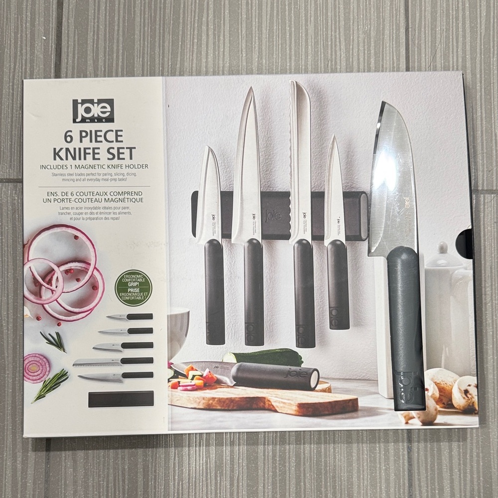 Joie 6-Piece Knife Set with Magnetic Holder - Brand New